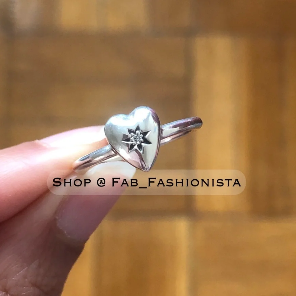 Kendra Scott Sterling Silver Diamond Heart Ring